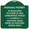 Signmission Parking Permit Is Required to Park in ANY Unmarked Space Visitors Must Park in Visito, G-1818-23400 A-DES-G-1818-23400 - alternate 1